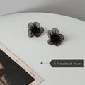 Black Mesh Lace Flower Stud Earrings Beaded Centers view 3