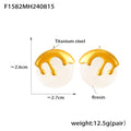 Round Ice Cream Drip Resin Stud Earrings Gold Tone Metal Tops view 6