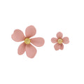 Red Mismatched Large and Small Flower Stud Earrings view 5