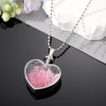 Silver Tone Pressed Flower Heart and Round Pendant Necklaces view 3