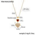 Heart Zircon Station Choker Double Heart Pendant Gold Steel view 7