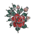 Crystal Rose Leaf Bud Brooch Red Purple Two Color Styles view 1