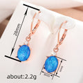 Gold Rose Silver Blue Oval Stone Leverback Clip Earrings view 4