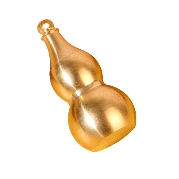 Solid Brass Gourd Keychain with Top-Opening Hollow Pendant