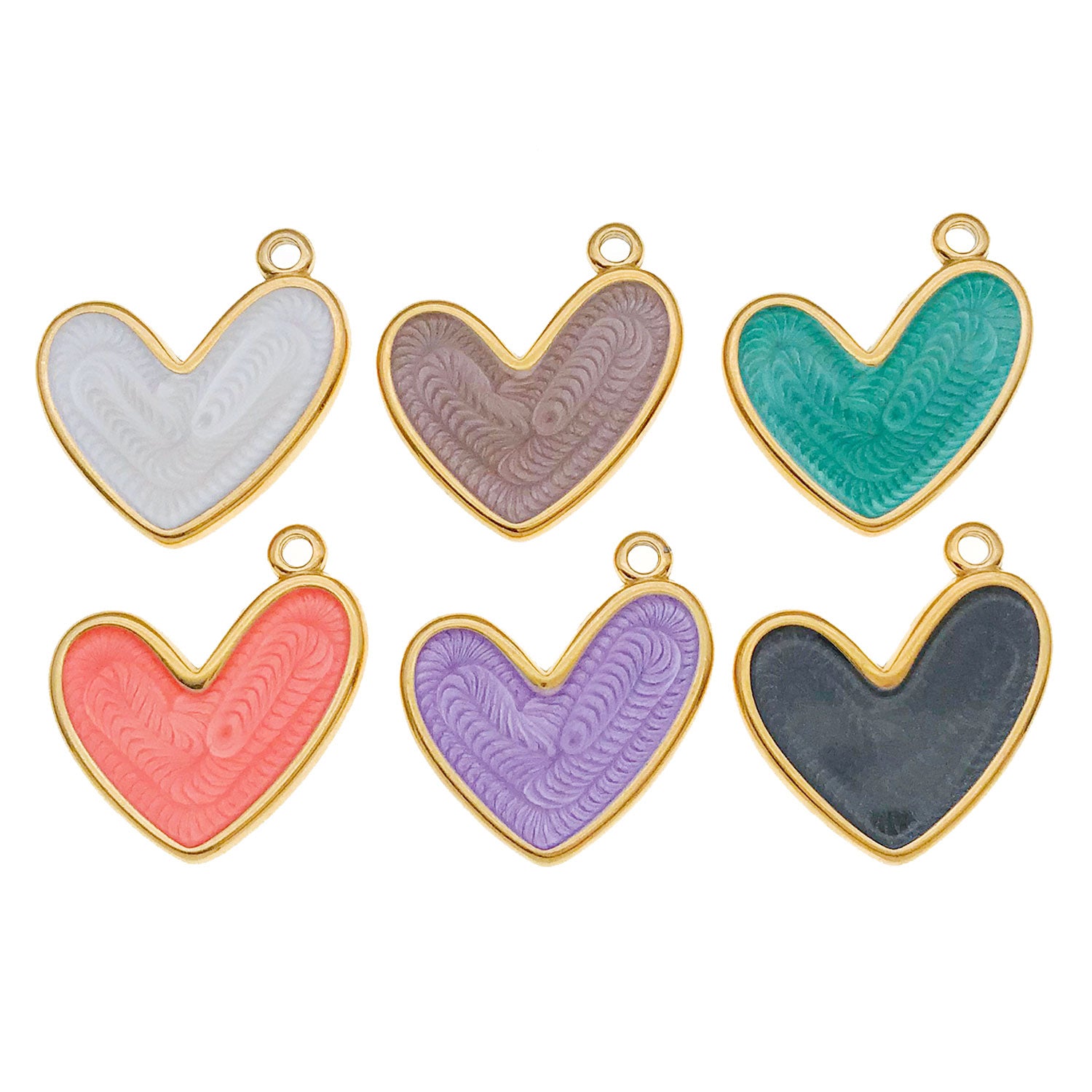 Stainless Steel Color Enamel Heart Charm Pendant for DIY Earrings Necklace