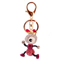Crystal-Studded One-Eyed Cartoon Ant Keychain With Gold-Tone Ring view 5