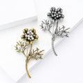 Antique Gold Silver Pearl Branch Flower Plant Brooch view 3