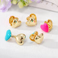 Gold Tone Double Heart Enamel Clip-On Earrings in Four Colors view 2