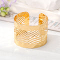 Gold Tone Wide Openwork Diamond Geometric Cuff Bracelet view 4
