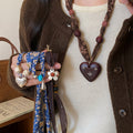 Floral Ribbon Necklace With Beads and Playful Pendants view 3