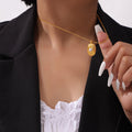 Concentric Oval Pearl Pendant Necklace Gold Silver view 4