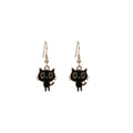 Black and White Cartoon Cat Gold Tone Hook Earrings view 5