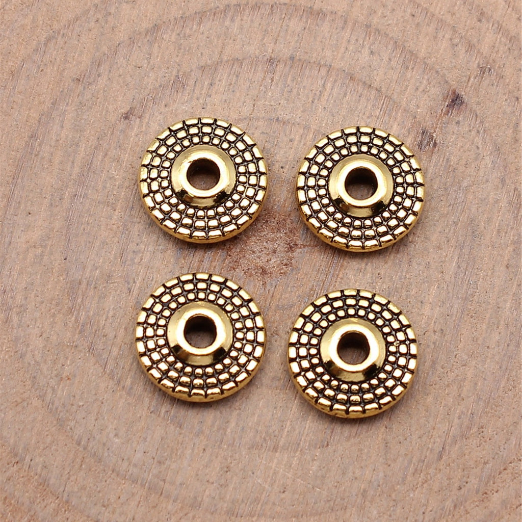 10x10mm 0.86g Multicolor Zinc Alloy Round Wheel Small Hole Spacer Beads for DIY Bracelet Necklace Making