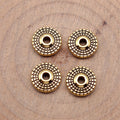 Dotted Round Wheel Spacer Beads in Two Antique Metal Finishes view 4