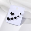Black Tone Mixed Motif Stud Earring Three Pair Sets view 8