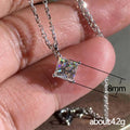 Silver Tone Square Solitaire Pendant Necklace Polished Jewelry view 5