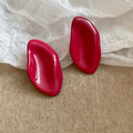 Glossy Irregular Oval Statement Stud Earrings in Four Colors view 6