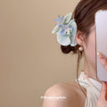 Double Orchid Pearl Like Duckbill Hair Clip In Green Red Yellow Or Blue view 4