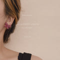 Pink Marbled Translucent Resin Bow Stud Earrings Pair view 2