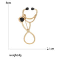 Stethoscope Outline Brooch With Black Stone in Gold or Silver Tone view 5