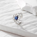 Silver Evil Eye Open Rings Blue Glass Bead 11 Design Styles view 2
