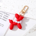 Gold Tone Balloon Dog Clip Keychains with Pearl Collars in Eight Colors view 3