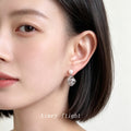 Silver Pearl Love Knot Zircon Drop Earrings Pair Set view 2