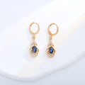 Five Color Faceted Teardrop Gold Tone Huggie Earrings view 9