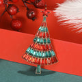 Baguette Rhinestone Christmas Tree Brooch Star Top Pin view 4
