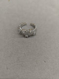 Silver Irregular Texture Open Ring Clear Blue Zircon view 6