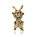 Textured Rabbit Brooch with Red Eyes in Silver or Gold view 5