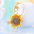 Jeweled Bee Sunflower Keychains in Yellow Orange and Assorted Colors view 6