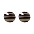 Black White Stripe Oversize Disc Stud Statement Earrings view 5