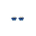 Blue Enamel Butterfly Stud Earrings With Crystal Trim view 5