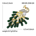 Crystal Peacock Brooch With Beaded Tail Decorative Lapel Pin view 8