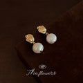 Gold Molten Nugget Baroque White Pearl Drop Earrings view 3