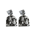 Black and White Abstract Face Portrait Stud Earrings view 5