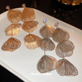 Triple Wire Petal Drop Earrings in Gold and Silver Tones view 2