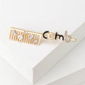 Comb Script Crystal Brooch Gold and Silver Metal Pin view 5