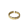Gold Twisted Open Adjustable Band Ring Smooth Metal Finish view 5