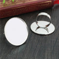 Large Round Cabochon Tray Adjustable Rings in Three Finishes view 2