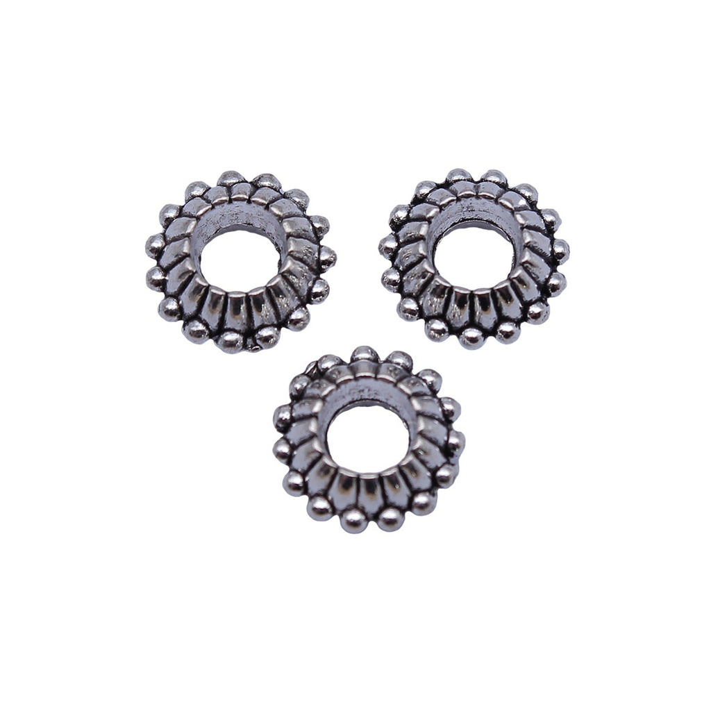 13x13x6.3mm 2g Antique Silver Zinc Alloy Large Hole Spacer Beads for DIY Bracelet Jewelry Making