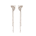 Silver Butterfly Ear Cuff With Crystal Chains And Long Tassels view 5