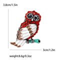 Crystal Enamel Owl Brooch Red and Green Body Variants view 6