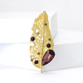 Crystal Beetle Leaf Brooch in Detailed Metal and Crystal Design view 2