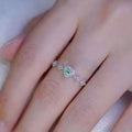 Silver Tone Green Heart Halo Clear Accent Ring Sizes 6-10 view 3