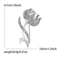 Gold Silver Tone Clear Rhinestone Tulip Flower Brooch view 6
