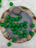 Green Glossy Jade Look Round Ball Stud Earrings Silver Posts view 6