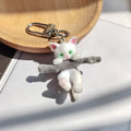 Flocked Cat On Branch Otter Keychains Silver Clips 2 Styles view 2