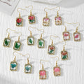 Gold Frame Dried Flower Resin Drop Earrings Eight Styles view 1